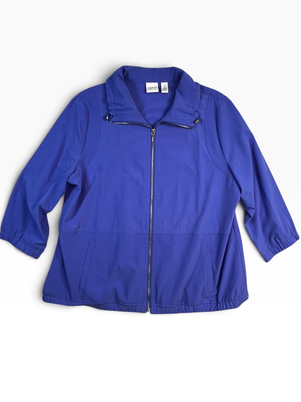Chico’s Zenergy Periwinkle Blue Lightweight Zip Jacket Size 2 Lg Casual Travel